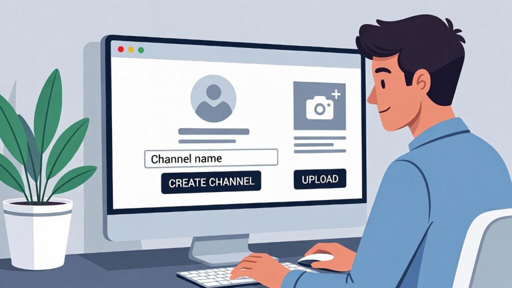 YouTube kanalı açma adımlarını gösteren illüstrasyon